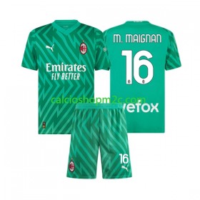 AC Milan Mike Maignan 16 Portiere Bambino Maglia Prima 2023/2024 Manica Corta